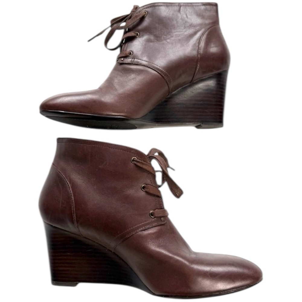 NWOB Ralph Lauren Tamia Brown Leather Lace-Up Ankle Boots Size 8B (Narrow)
